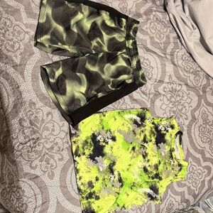 Athletic Works Neon Green and Black Kids Matching Set - Tank & Shorts